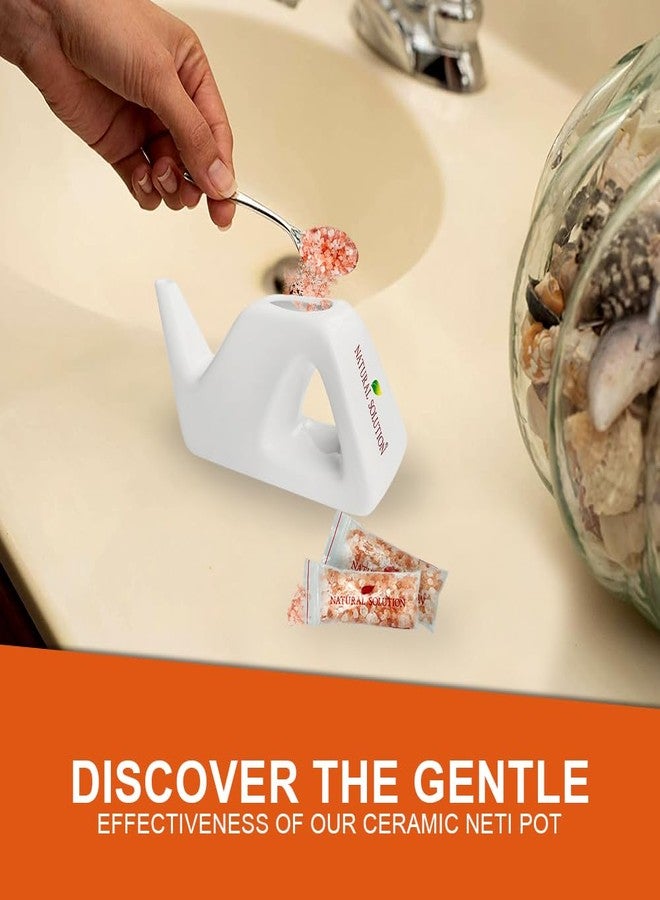 Natural Solution Ceramic Neti Pot, Congestion Relief Filled with 100% Natural Pink Himalayan Salt, Refillable for Breathing Difficulties & Allergy Relief - Image 4